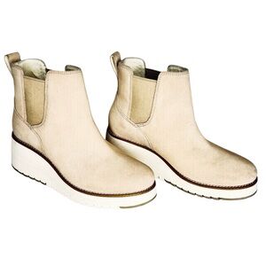 Cole Haan Zerogrand City Wedge Chelsea Boots Ivory Suede
